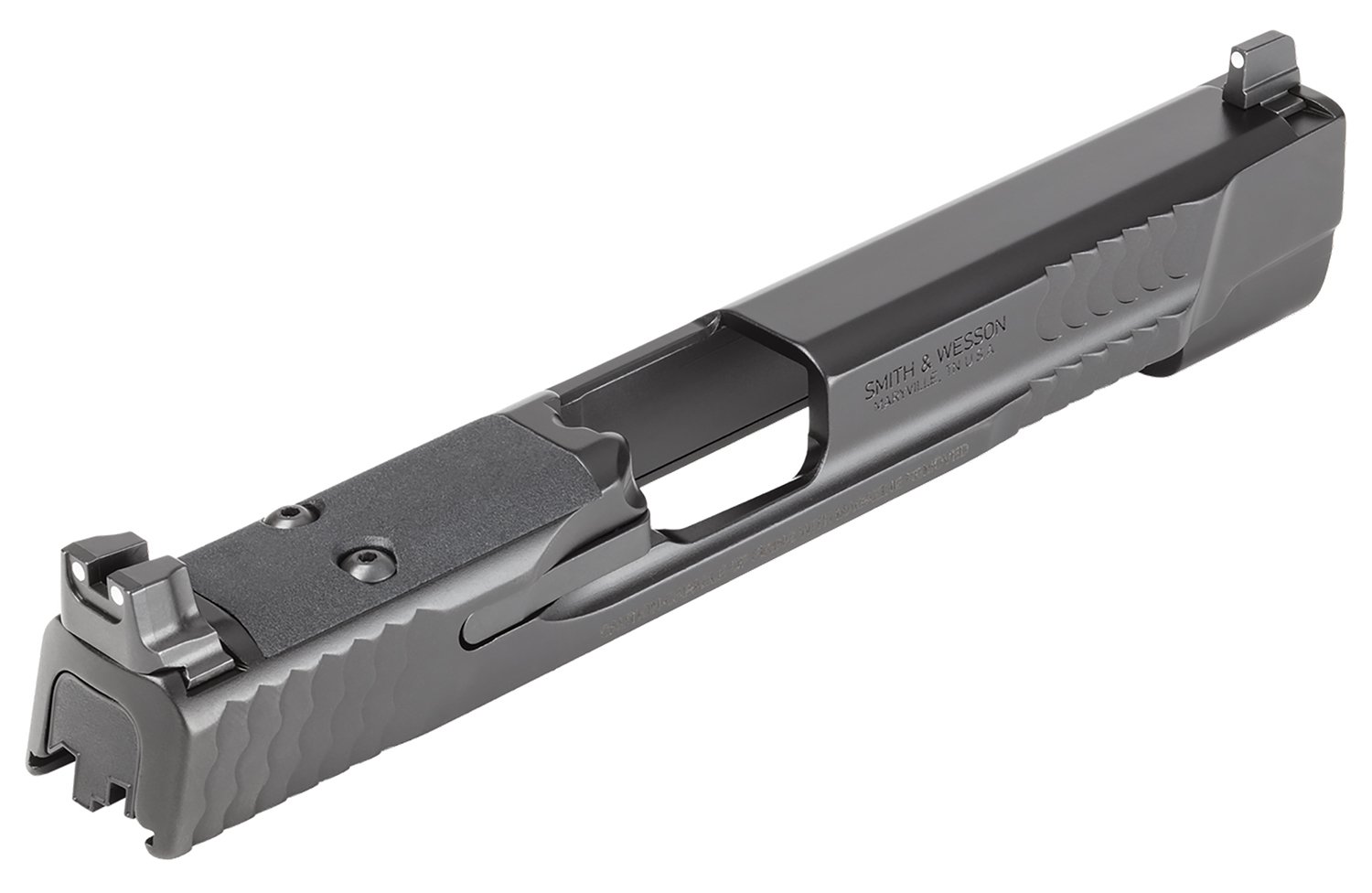 Smith & Wesson 14568 Slide Assembly Black Optic Ready/Serrated Slide | Black Rose Firearms Smith & Wesson 14568 Slide Assembly Black Optic Ready/Serrated Slide | Black Rose Firearms